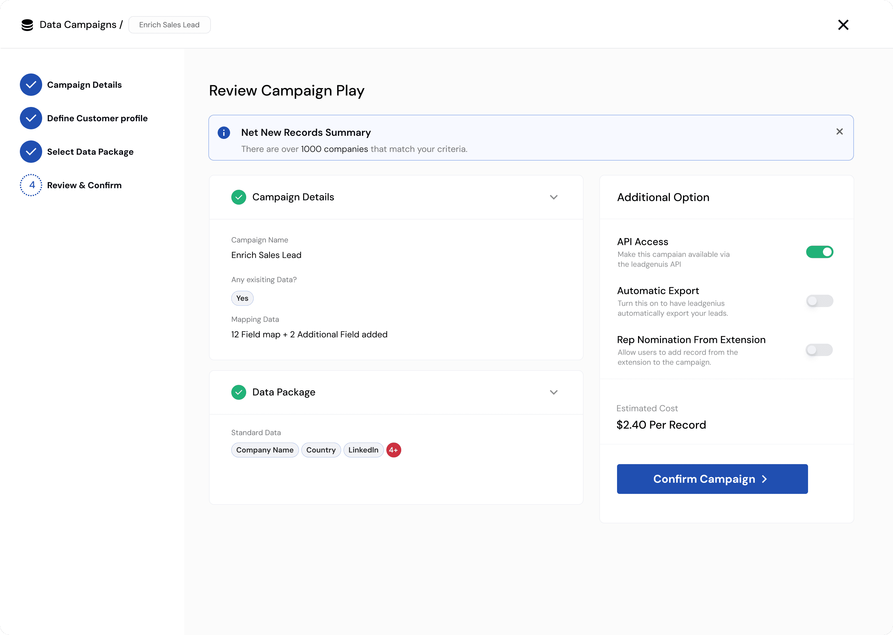 Campaign wizard design screen 5