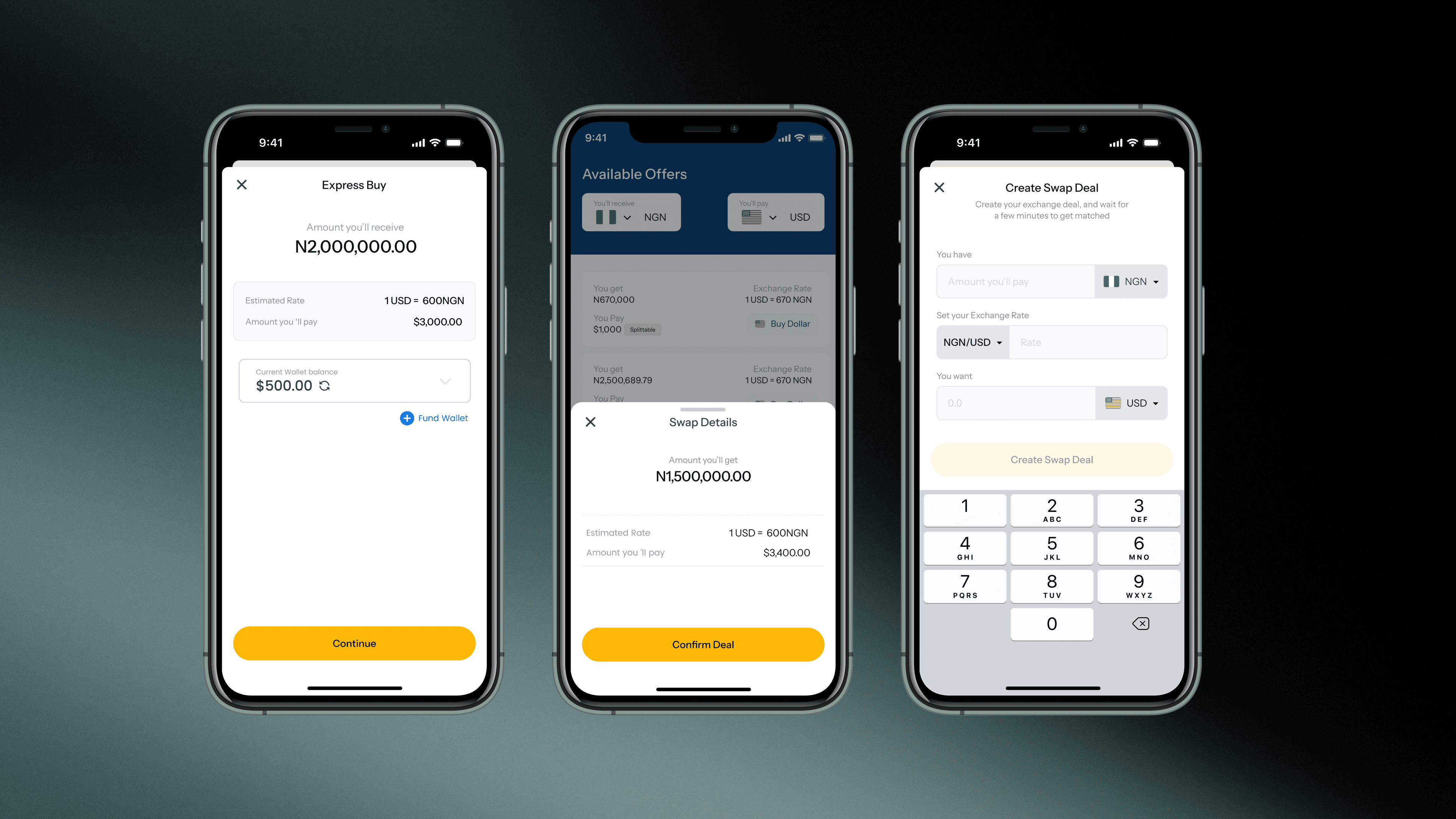 VitalSwap swap flow screen