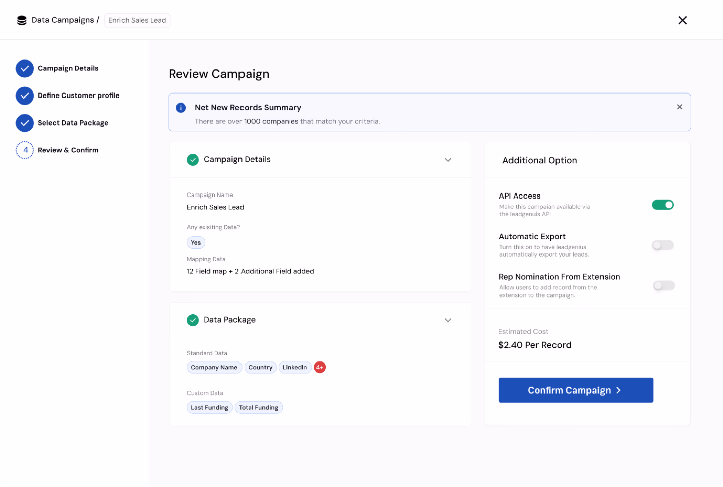 Old campaign form flow compared with redesigned campaign wizard after
